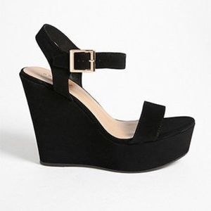 Buckle-Strap Wedge Sandals